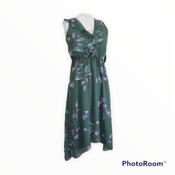 RACHEL ROY Green Floral Odele Ruffle Midi Dress, Size XS - Picture 8 of 11